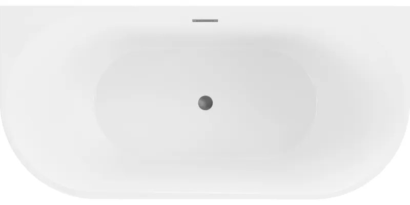 Mexen Oval, szabadon álló fali kád 180 x 80 cm, fehér-fekete, grafit túlfolyó, 52671808075-66