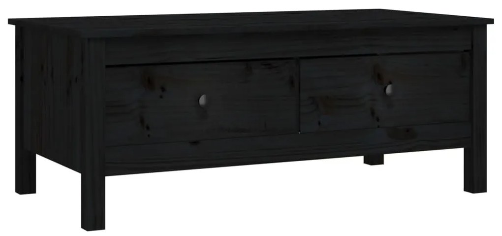 Fekete tömör fenyőfa dohányzóasztal 100 x 50 x 40 cm