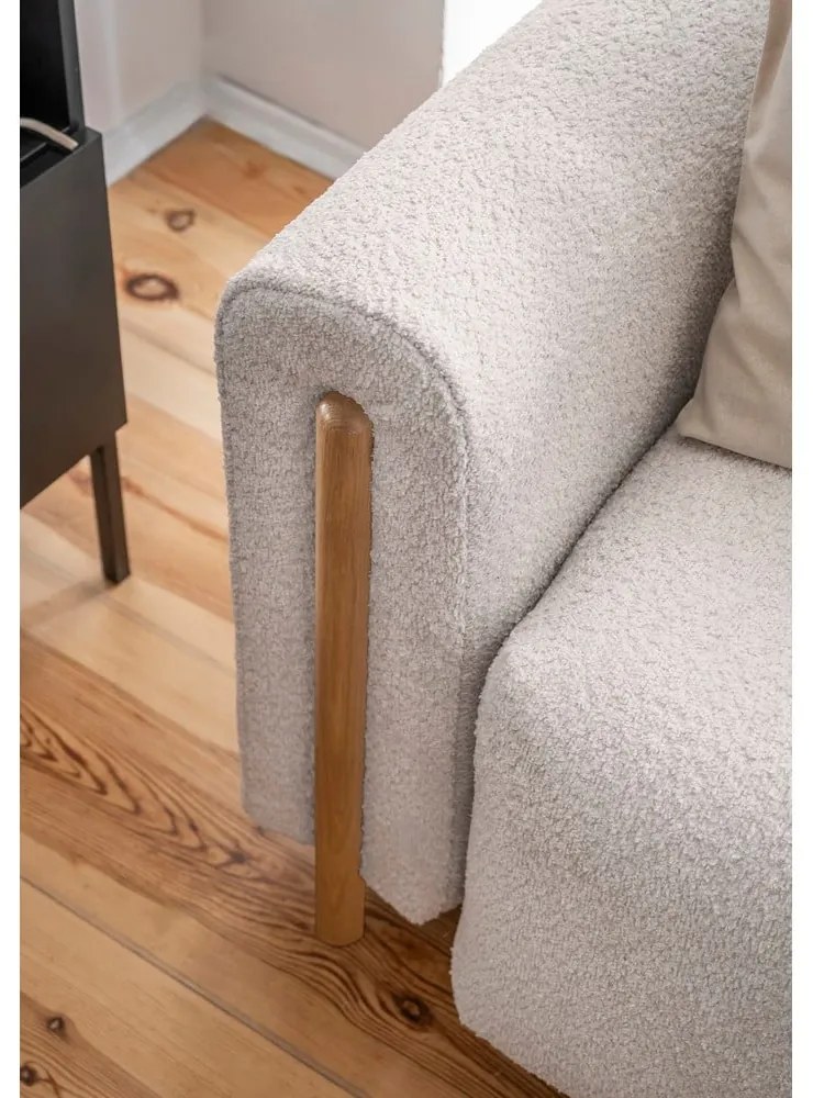 Bézs buklé kinyitható-tárolóhelyes kanapé 244 cm Arcadova – ELTAP