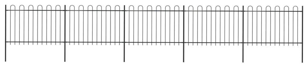 vidaXL fekete hajlított tetejű acélkerítés 8,5 x 1,2 m