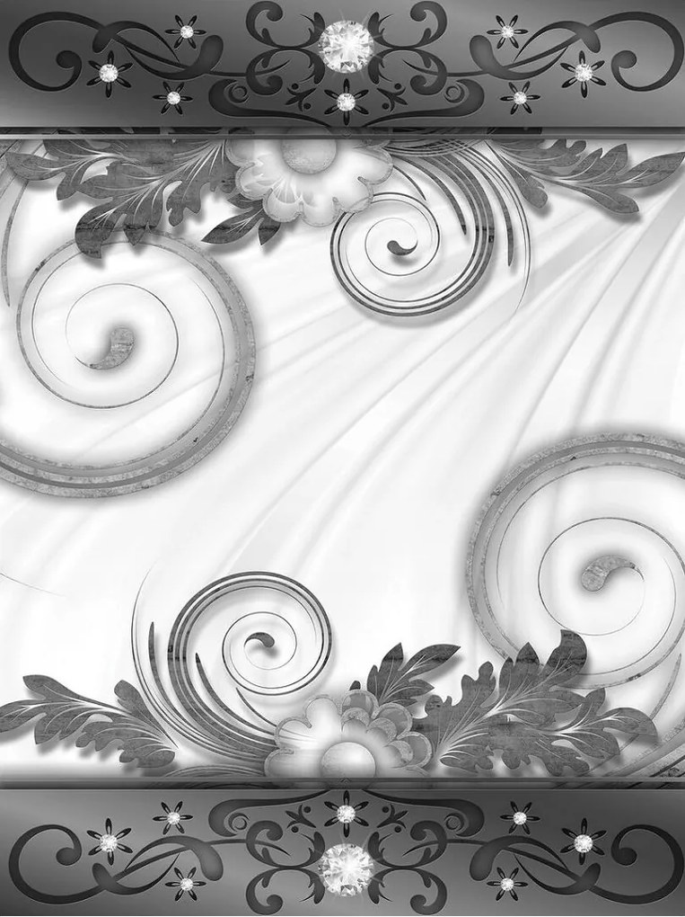 Fotótapéta Absztrakt Virágok Elegancia Szürke vinil 184x254 +ragasztó