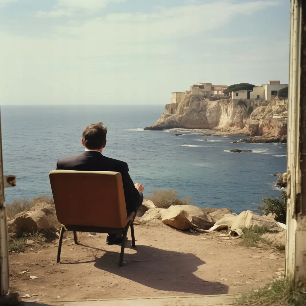 Poszter 50x50cm Magányos tengerparti konfrontáció