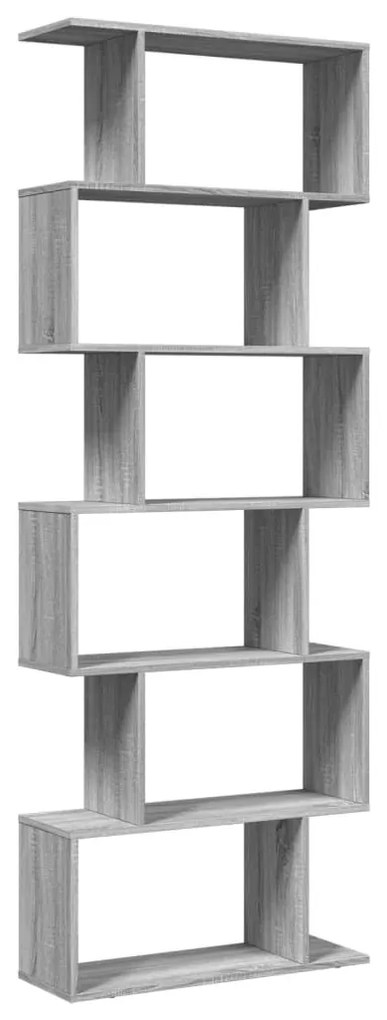 6 szintes szürke sonoma fa elválasztó könyvespolc 70x24x193 cm