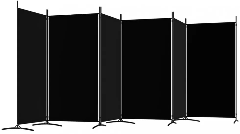 6 paneles fekete szövet térelválasztó 520x180 cm