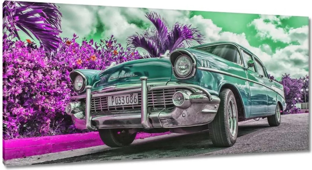 Vászonkép 115x55 Klasszikus autó türkizben