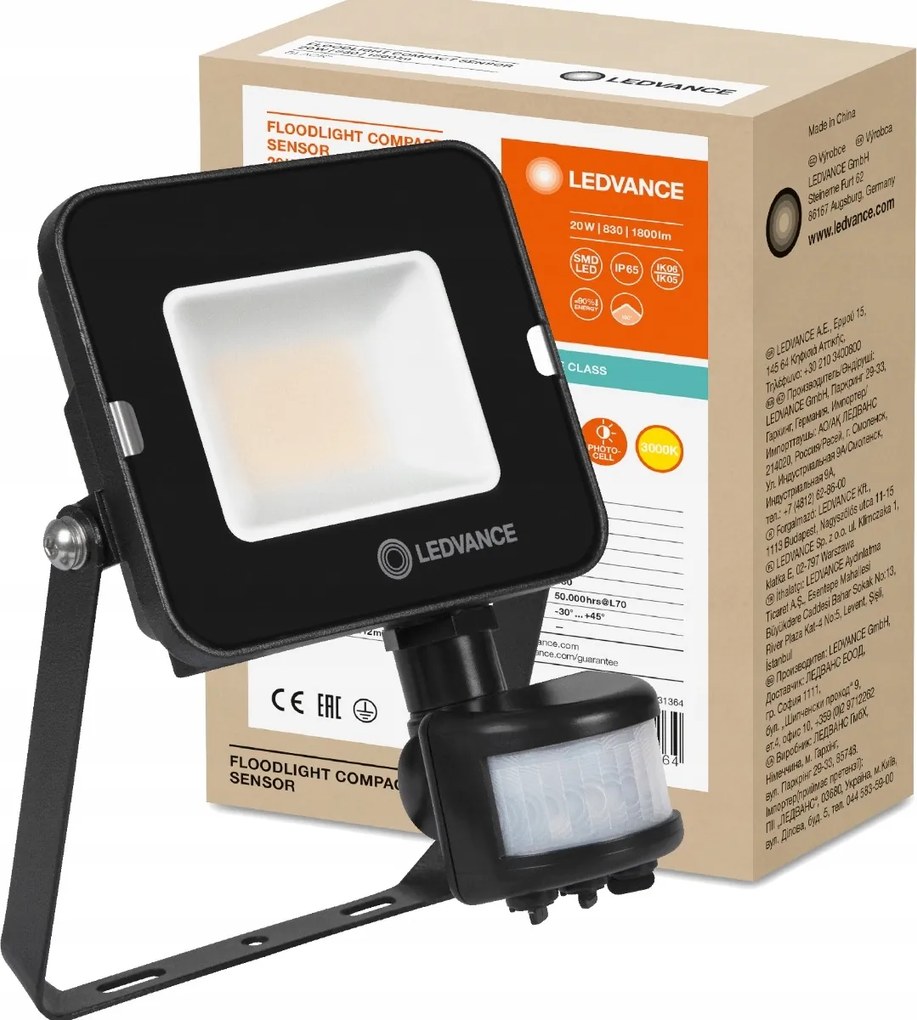 Led Halogén fényvető Mozgásérzékelő 20W 3000K IP65 Floodlight Ledvance