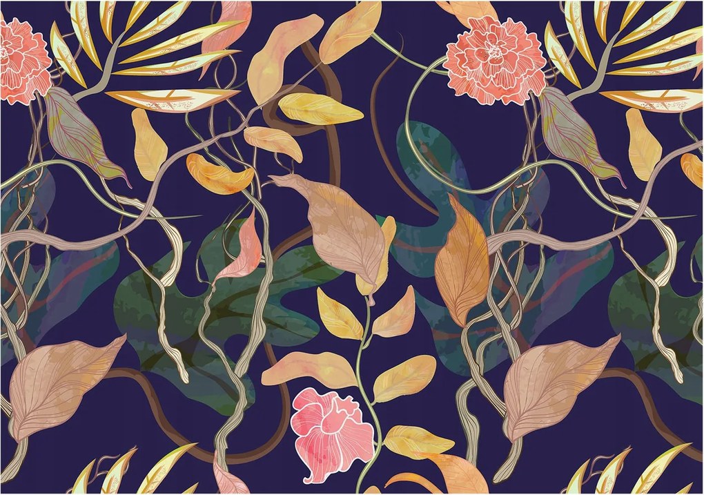 Flizelin tapéta Divatos 3D fali Növényi elegancia 208x146 ragasztóval