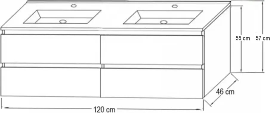Porto 120 alsó fürdőszoba bútor mosdóval sonoma tölgy színben