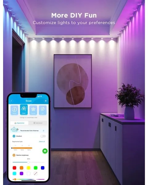 Govee - RGBIC LED Szalag Downlights 5m Wi-Fi