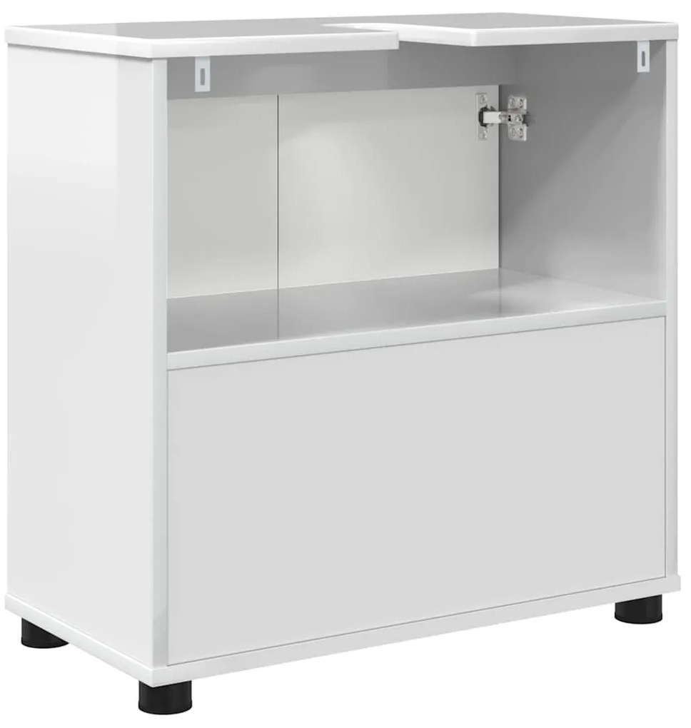 Fürdőszoba mosdószekrény Magas Fényű Fehér 60 x 30 x 60 cm