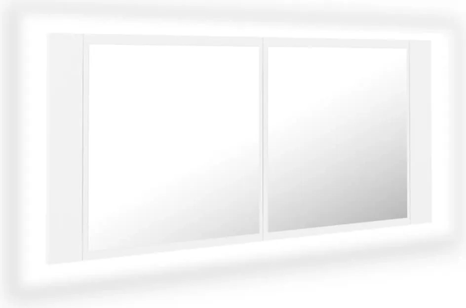 vidaXL fehér akril LED-es fürdőszobaszekrény tükörrel 100 x 12 x 45 cm