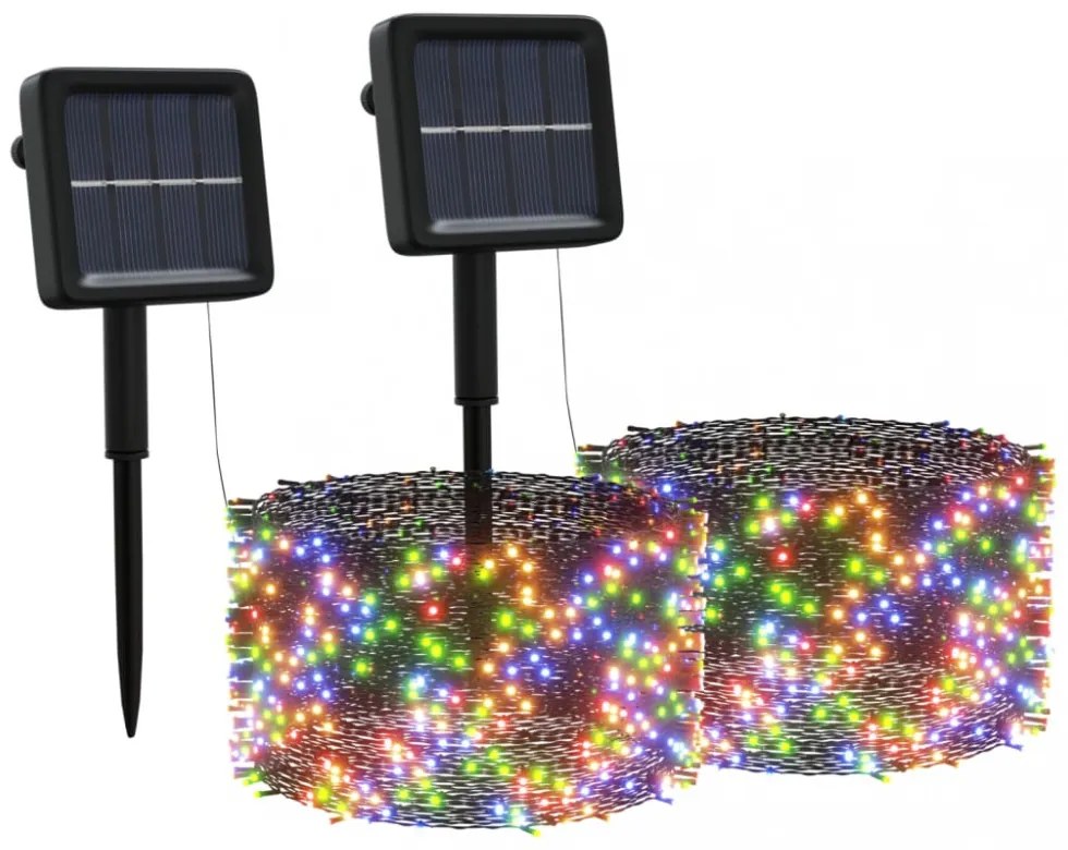 2 db 2x200 LED-es színes bel-/kültéri napelemes fényfüzér