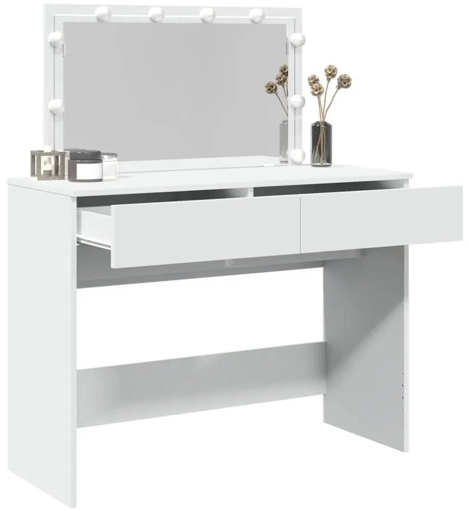 fehér fésülködőasztal LED-del 100 x 40 x 130 cm