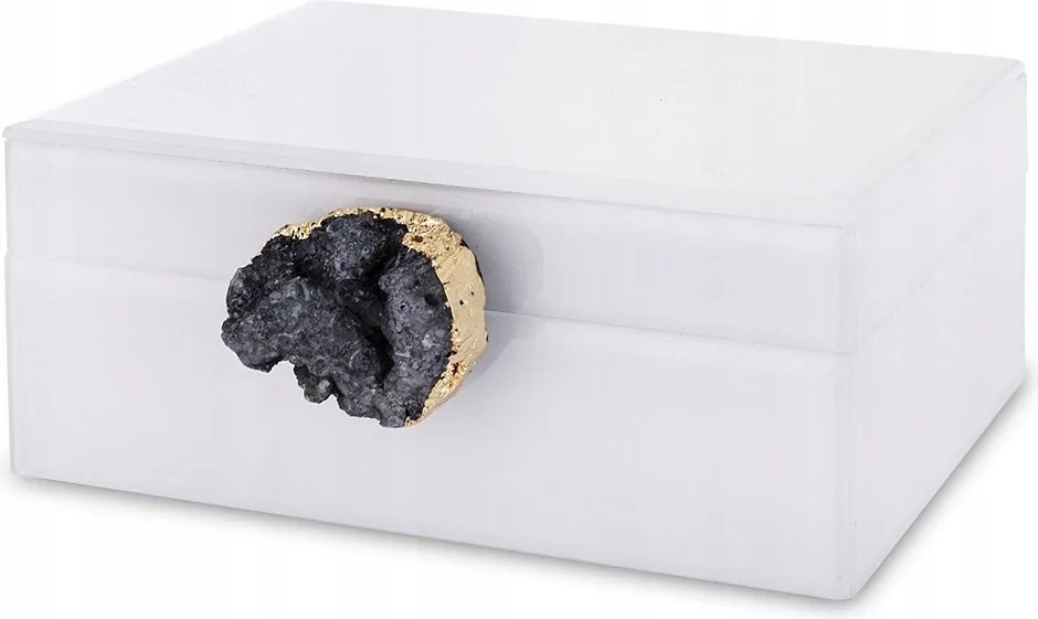 Ékszerdoboz Üveg Fehér Fekete Arany Glamour Achát Fogantyú