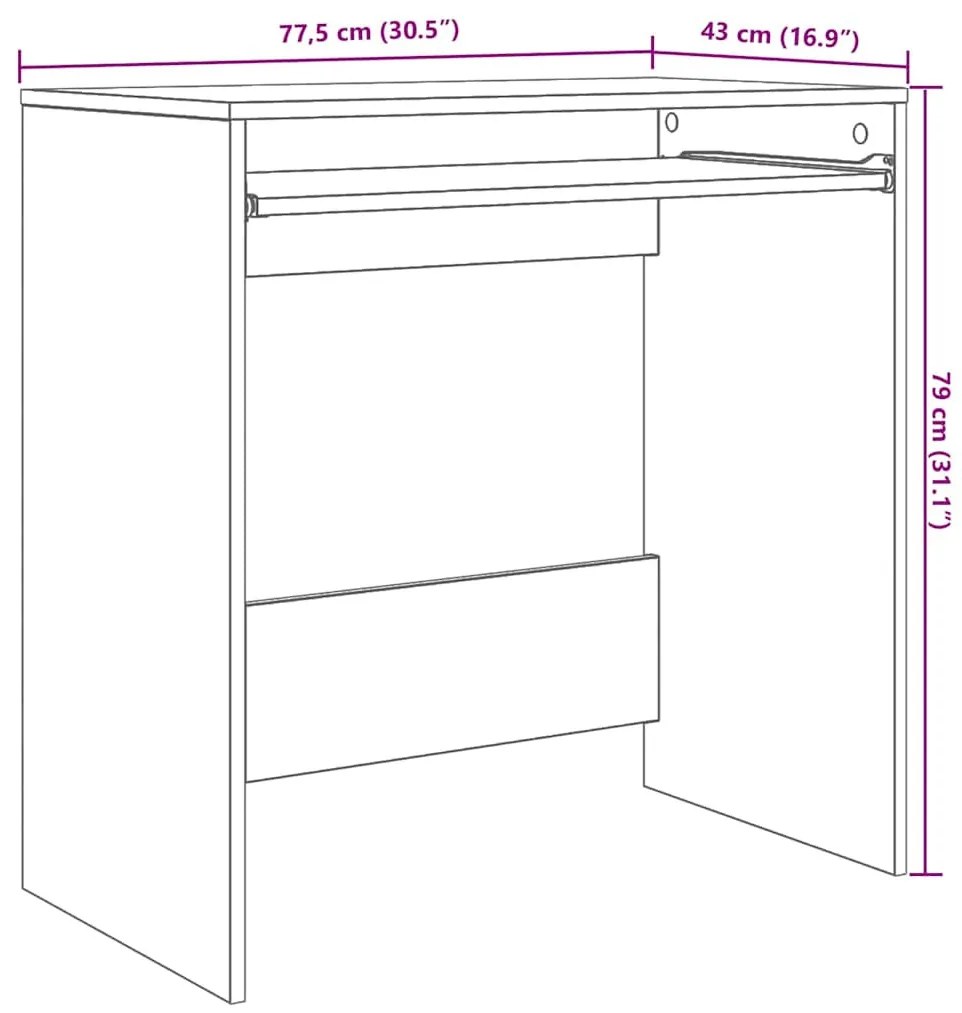 Asztal polcokkal Musta tammi 77.5 x 43 x 79 cm Faanyag