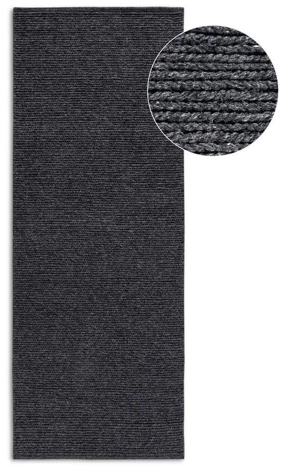 Sötétszürke kézi szövésű gyapjú futószőnyeg 80x200 cm Francois – Villeroy&amp;Boch