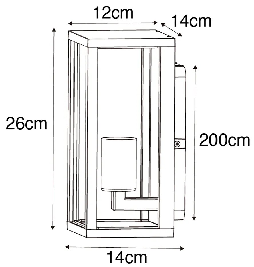Okos fali lámpa rozsdabarna 26 cm IP44 WiFi ST64-gyel - Charlois