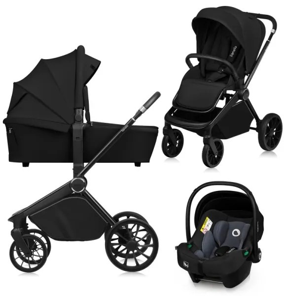 Lionelo - Kombinált babakocsi 3 az 1-ben MIKA PLUS Fekete Onyx