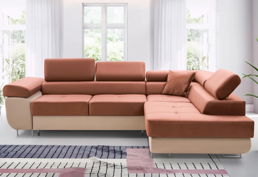 ALFA sarok kanapéágy, 273x70/85x203, sioux 1115/lux 23, bal sarok