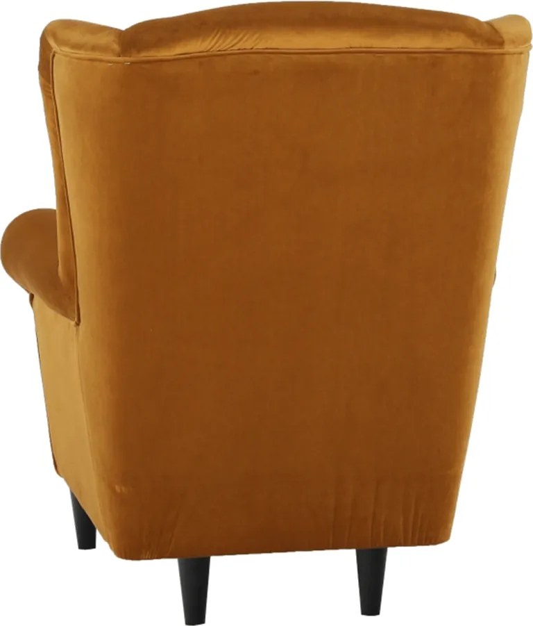 Füles fotel puffal, szövet mustár, ASTRID