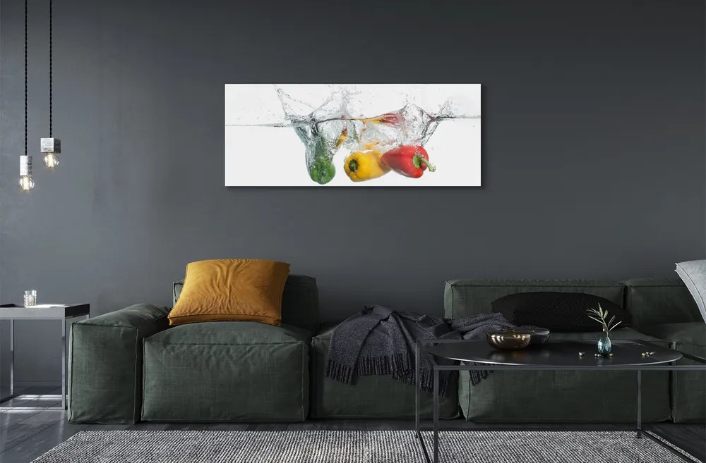 Üvegképek Színes paprika vízben 120x60cm