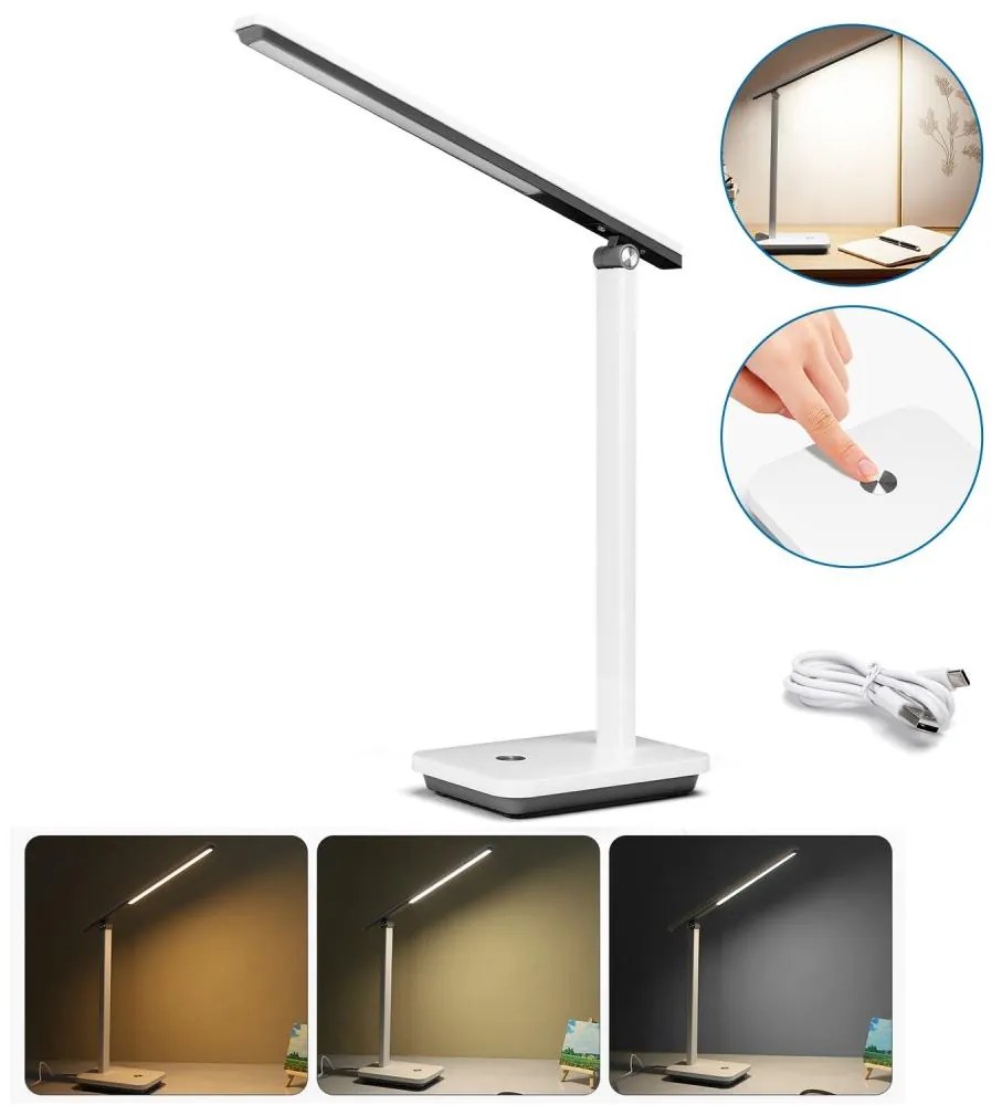 Aigostar B.V. Aigostar-LED  Dimmelhető tölthető asztali lámpa LED/5W/5V 3000-6500K fehér/fekete AI0895