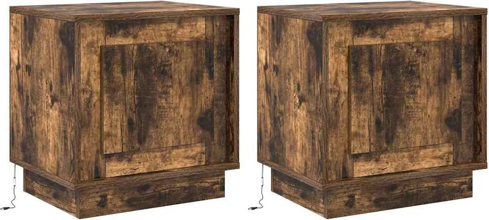 vidaXL Éjjeliszekrény 2 pcs Füstölt tölgy 44 x 34,5 x 45 cm Faanyag