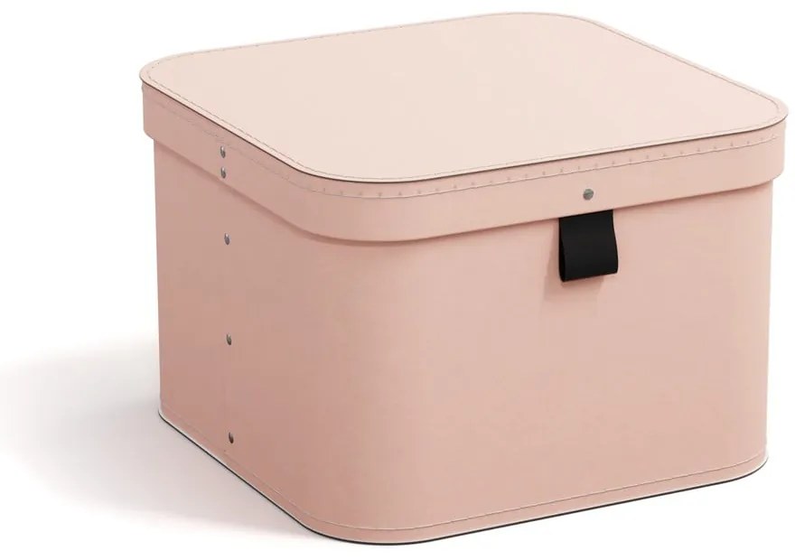 Rózsaszín fedeles karton tárolódoboz szett 2 db-os 28,5x28,5x19,5 cm Ludvig Paper Laminate – Bigso