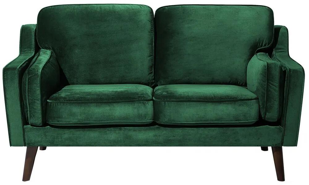 Elegáns 2 személyes zöld kárpitozott kanapé LOKKA Beliani