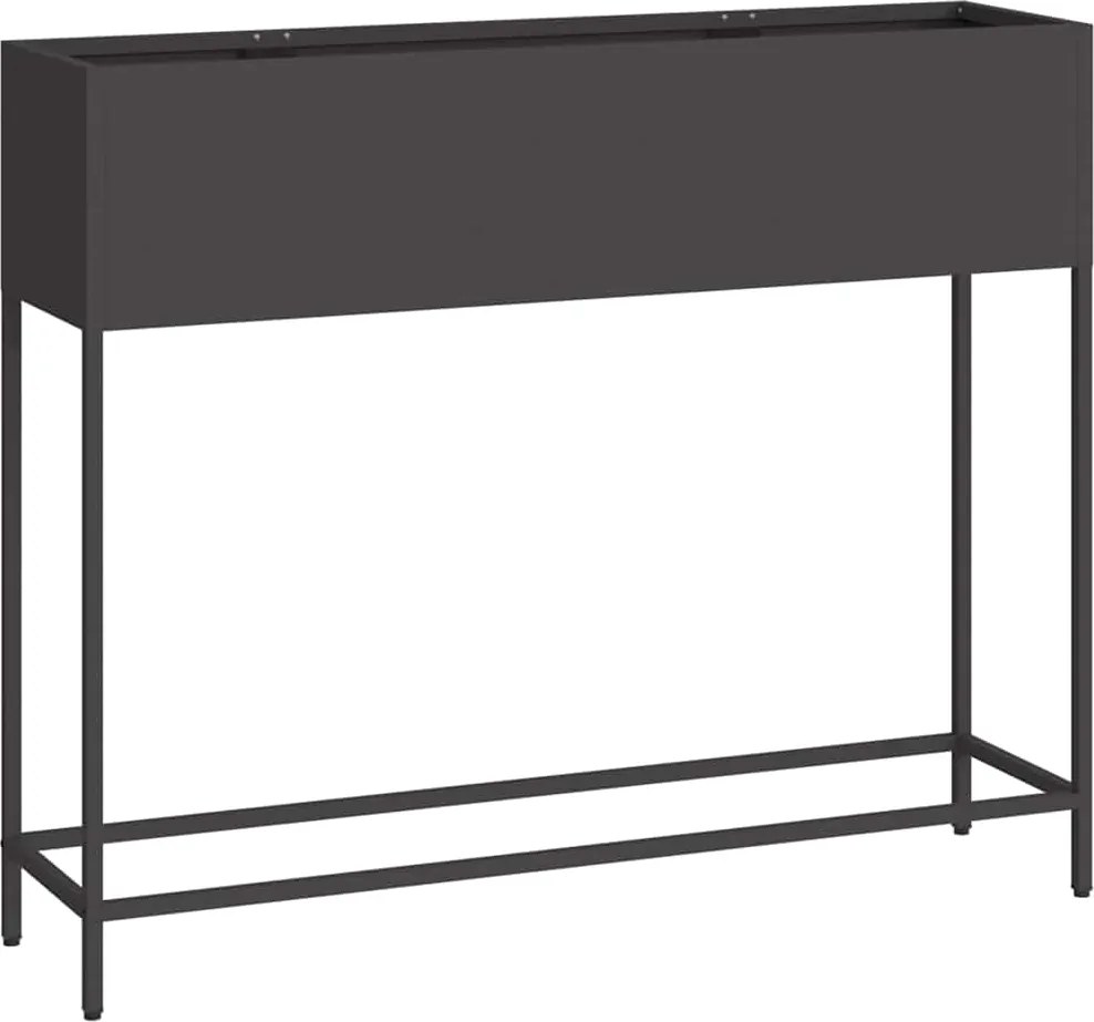 vidaXL Magas Kerti Cserép Fekete 100 x 26 x 82 cm Acél