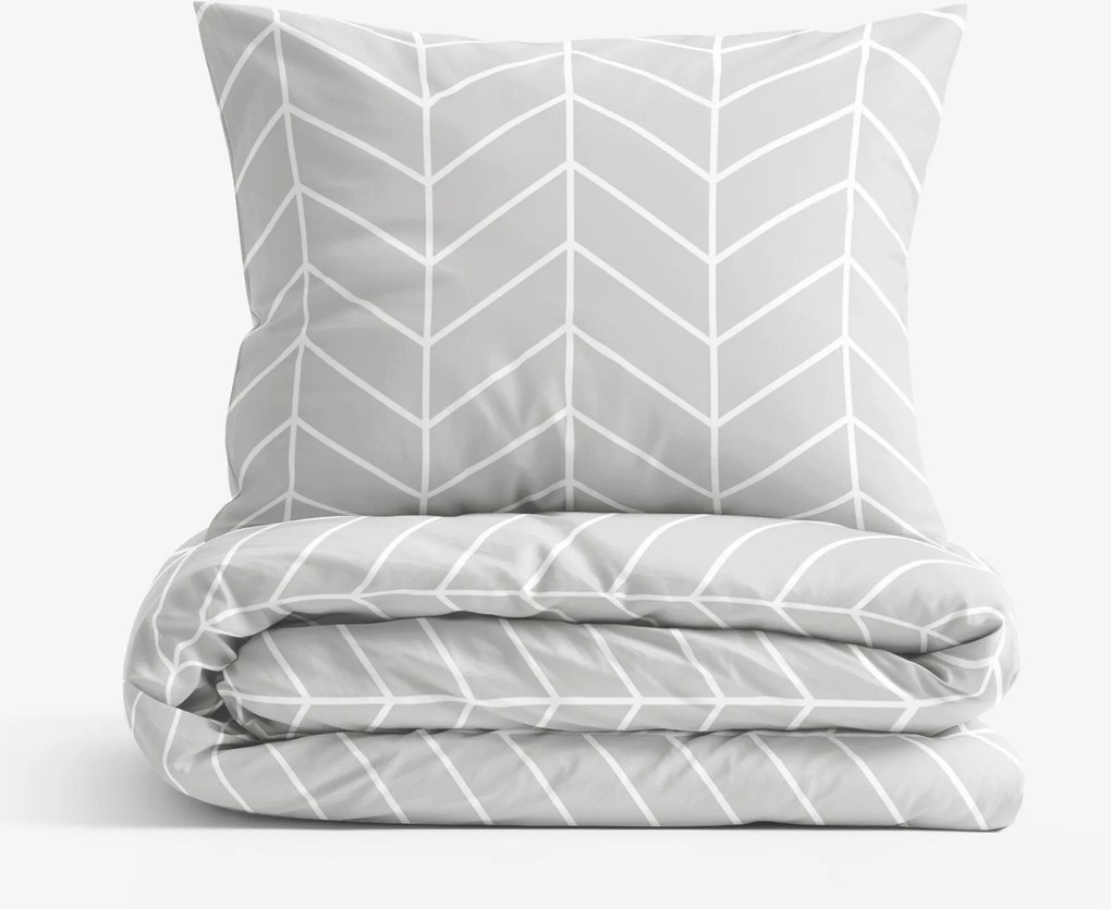 Goldea pamut ágyneműhuzat - fehér cikkcakk szürkén 140 x 200 és 70 x 90 cm