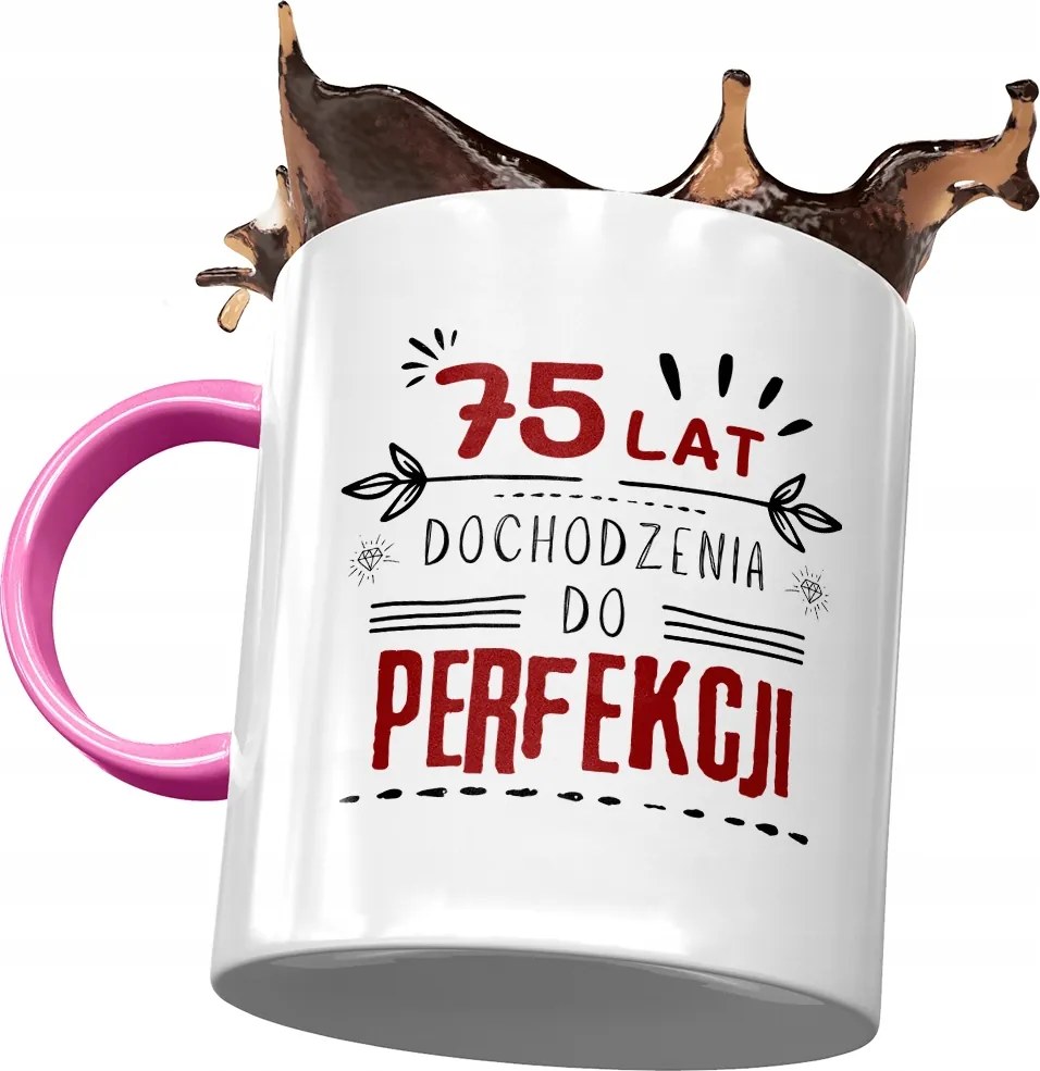 Rózsaszín Bögre Születésnapra 75 75-es 75-ös Ajándék Nyomtatott Fotóval