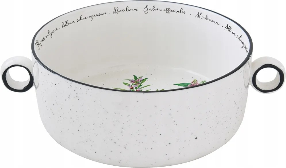 Tál tál 20cm salátástál porcelán retro boho elegáns gyógynövények fehér fekete