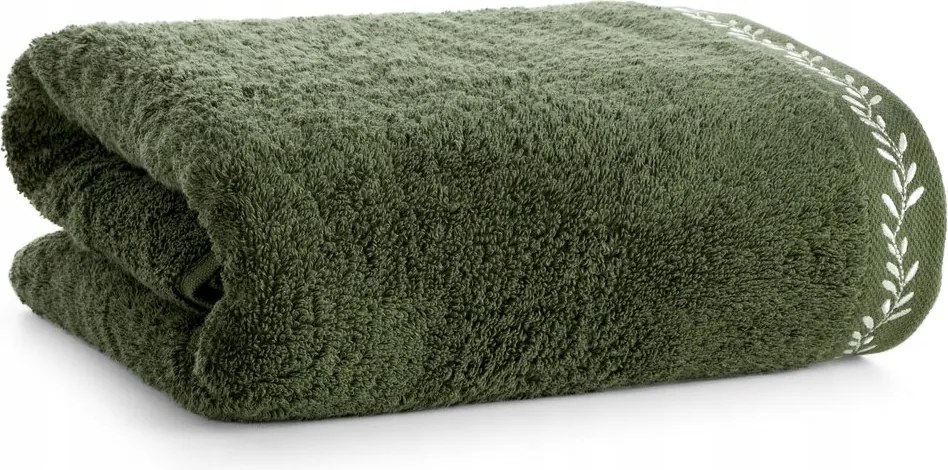 Fürdőlepedő 70X140 zöld, dekoratív hímzéssel