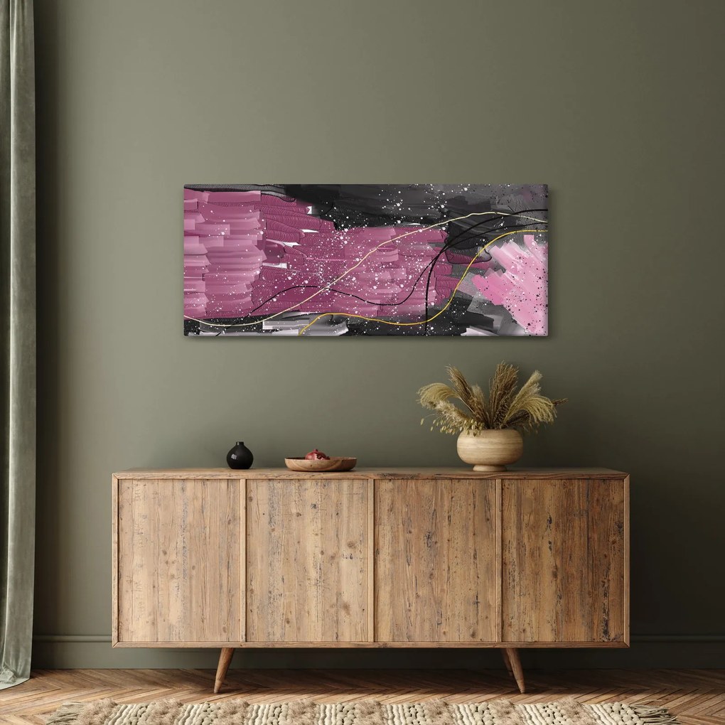 Kép - Rózsaszín-fekete absztrakció (120x50 cm)
