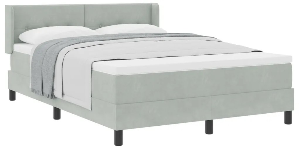 Boxspring Ágy Matrac Kellemes Szürke 140x200 cm Bársonyos