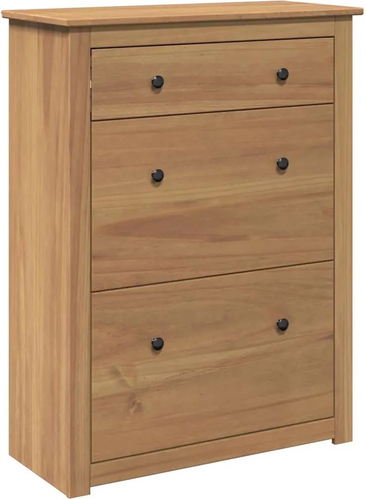 vidaXL Panama tömör fenyőfa cipőtároló szekrény 80 x 35 x 105 cm