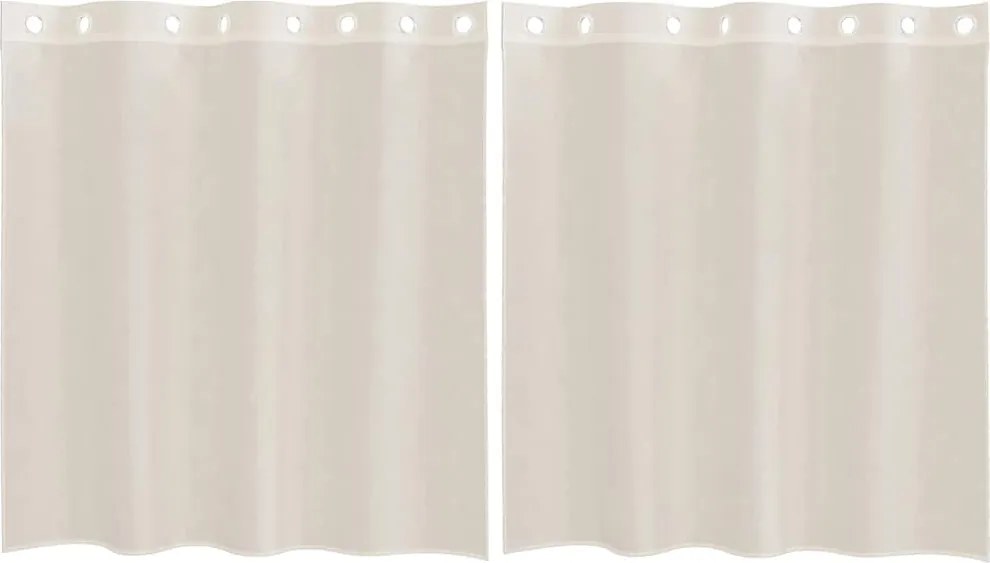 vidaXL 2 db krémszínű fátyolfüggönyök rojtokkal 140x140 cm
