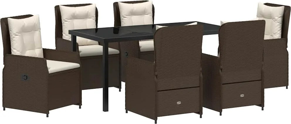 vidaXL Kert étkező szett 7 pcs Barna polirattan