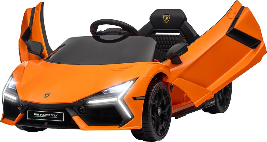 AIYAPLAY Gyerek Elekrikautó 12V - 2.4G Távvezérlésű Gyerekjármű, LED Fénnyel, USB/MP3 Csatlakozással, Szárnyas Ajtókkal, Rugós Kerekekkel, 3-5 km/h, 3