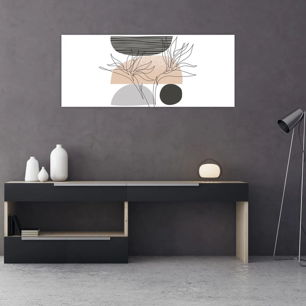 Kép - Vonal művészet virágok N⁰2 (120x50 cm)