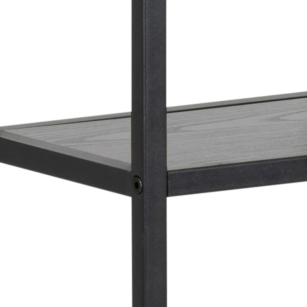 Fekete fali könyvespolc kőrisfa dekorral 75x91 cm Seaford – Actona