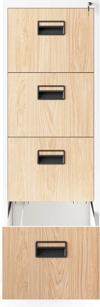 Fém irattároló szekrény 4 fiókkal, fehér/sonoma tölgy, 460x1320x620 mm: SARA Eco Design