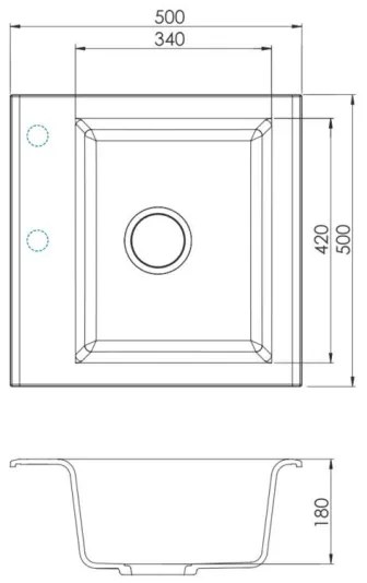 ALVEUS 1149113 - Mosogató GEM 50x50 cm gránit/fekete