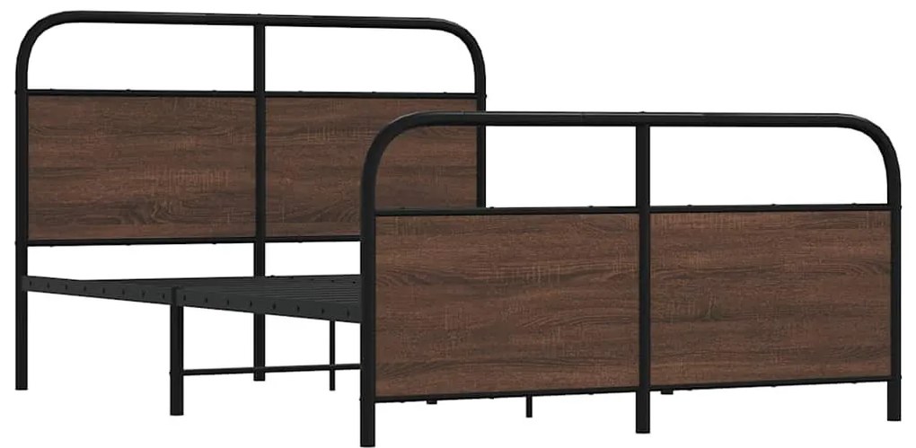 barna tölgy színű fém ágykeret matrac nélkül 137 x 190 cm