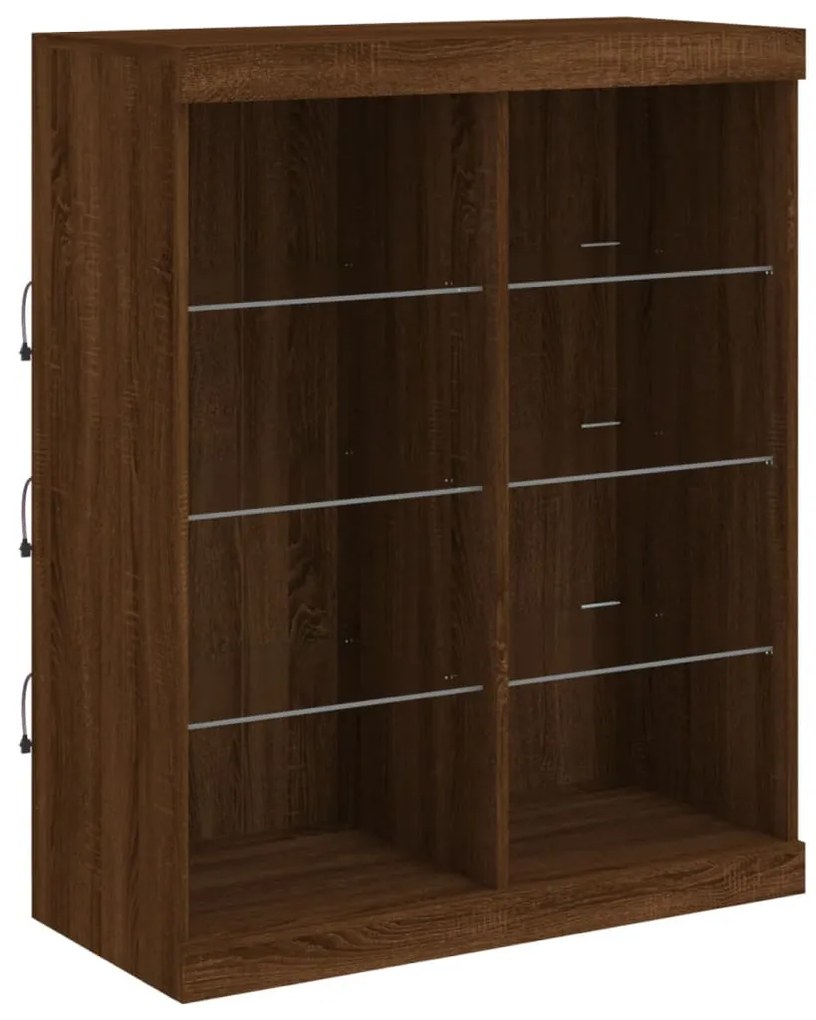 barna tölgy színű tálalószekrény LED-ekkel 81 x 37 x 100 cm