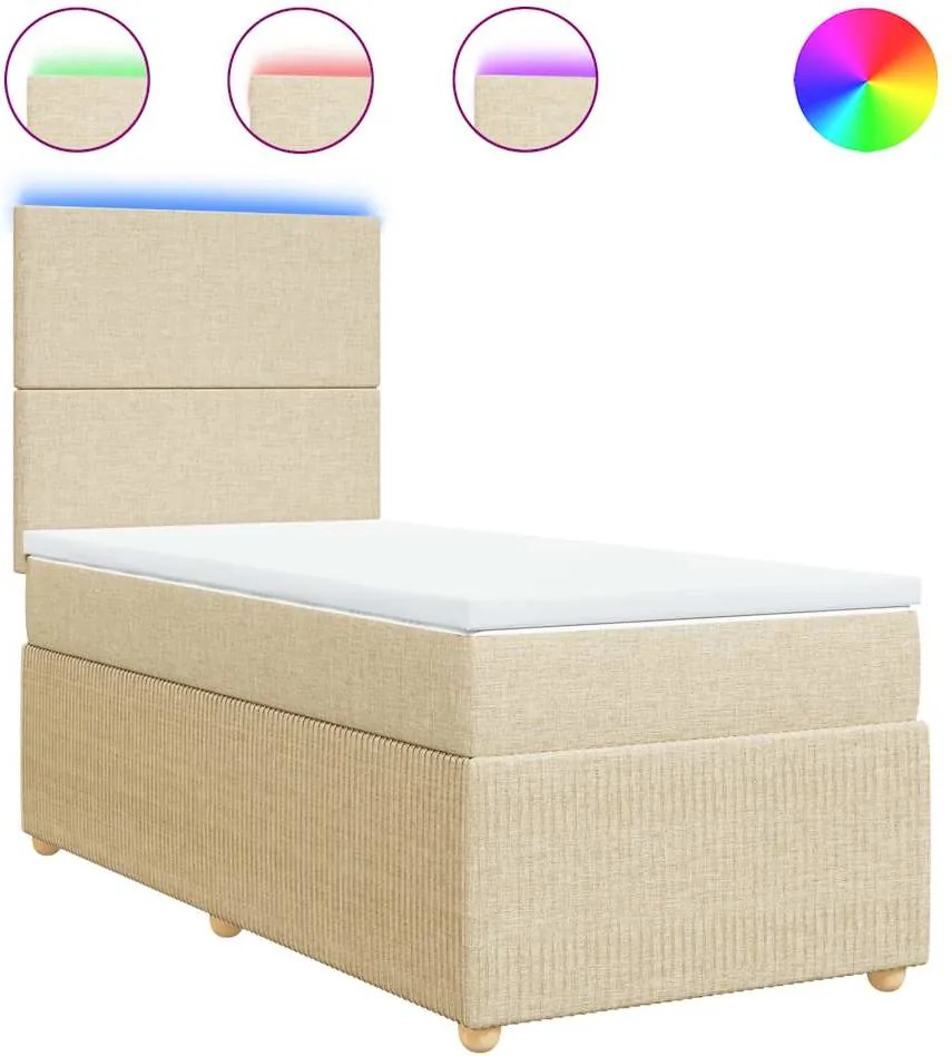 vidaXL krémszínű szövet rugós ágy matraccal 100 x 200 cm