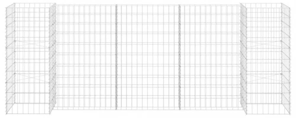 H alakú acéldrót virágtartó gabion 260 x 40 x 100 cm