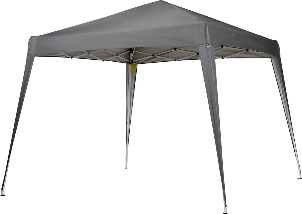 Outsunny 2,4x2,4m Összecsukható Pavilon UV Védelemmel, Party Sátor Képzőtáskával Kerthez, Balkonohoz, Acélszürke | Aosom