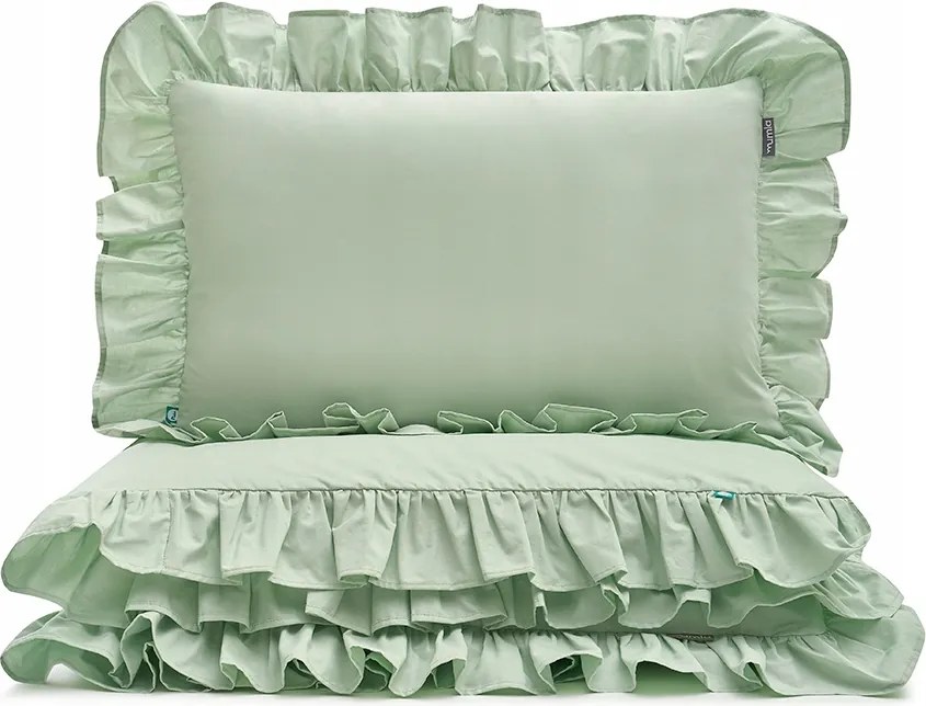 Pisztácia ágyneműhuzat fodros 160x200 cm 2x 60x50 cm Mumla